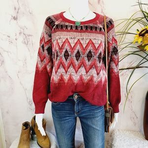 Blanc Noir Red and Black Patterned Sweater